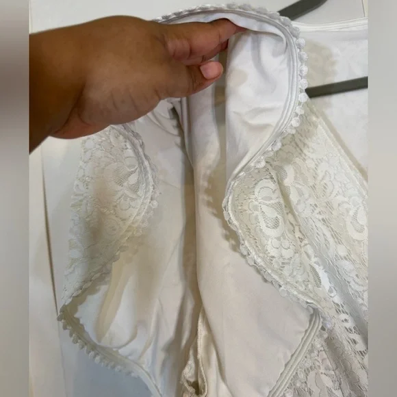 City Chic Sweet Love Lace Faux Wrap Mini Dress - Ivory | Size XL/22 - Picture 7 of 16